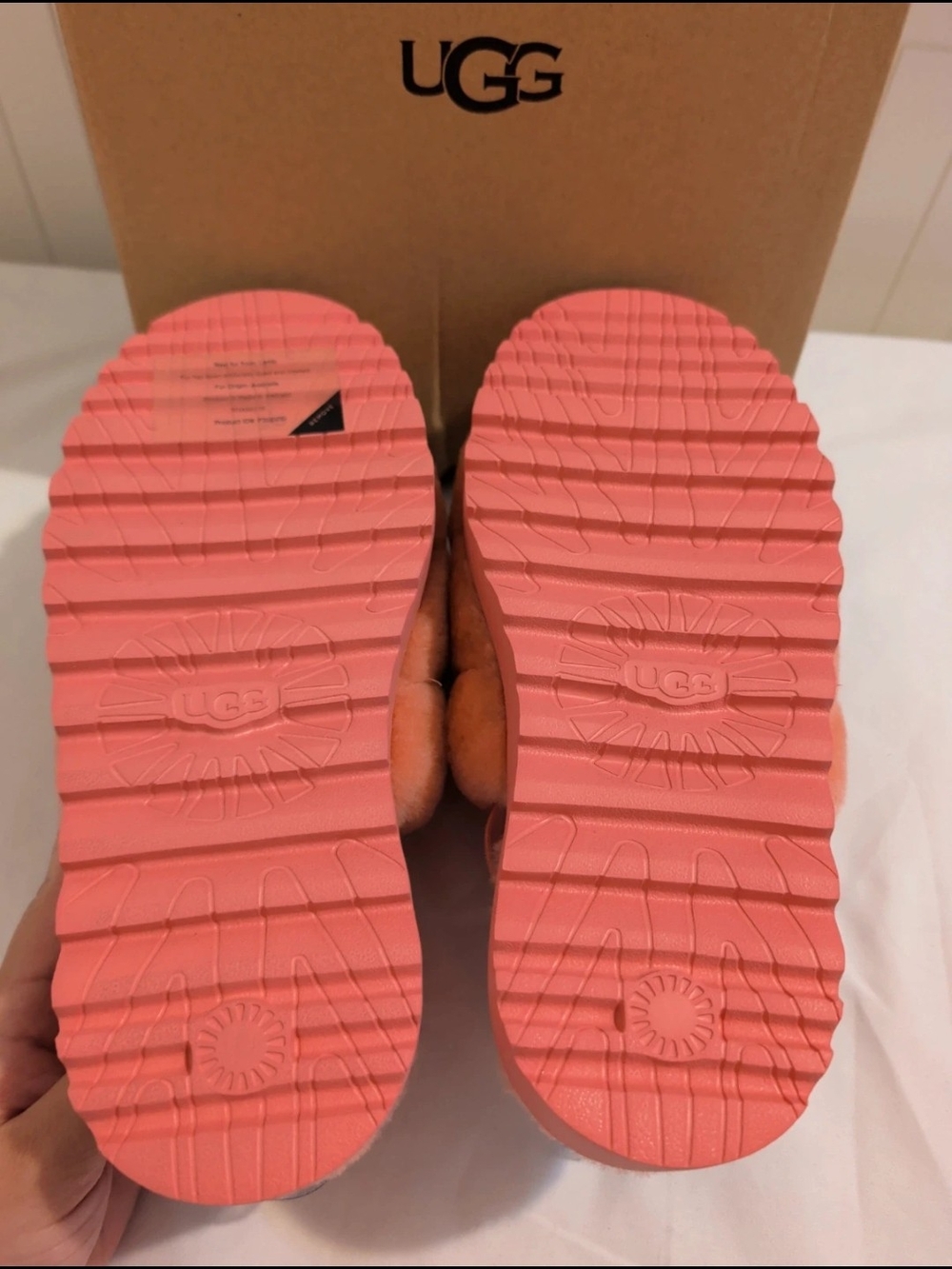 UGG Women Coral Pink Treaded Slip-On Slippers